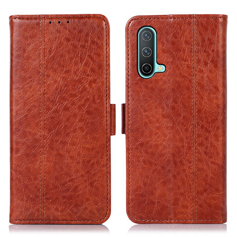 Coque Portefeuille Livre Cuir Etui Clapet N03P pour OnePlus Nord CE 5G Marron