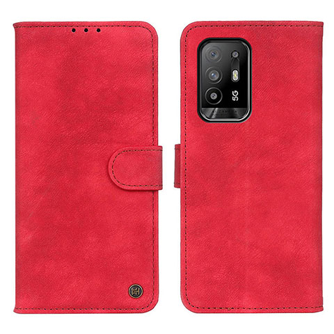 Coque Portefeuille Livre Cuir Etui Clapet N03P pour Oppo F19 Pro+ Plus 5G Rouge