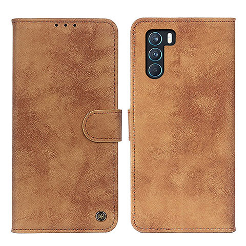 Coque Portefeuille Livre Cuir Etui Clapet N03P pour Oppo K9 Pro 5G Marron