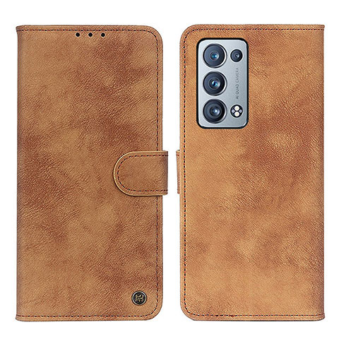 Coque Portefeuille Livre Cuir Etui Clapet N03P pour Oppo Reno6 Pro+ Plus 5G Marron