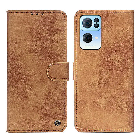 Coque Portefeuille Livre Cuir Etui Clapet N03P pour Oppo Reno7 Pro 5G Marron