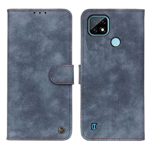 Coque Portefeuille Livre Cuir Etui Clapet N03P pour Realme C21 Bleu