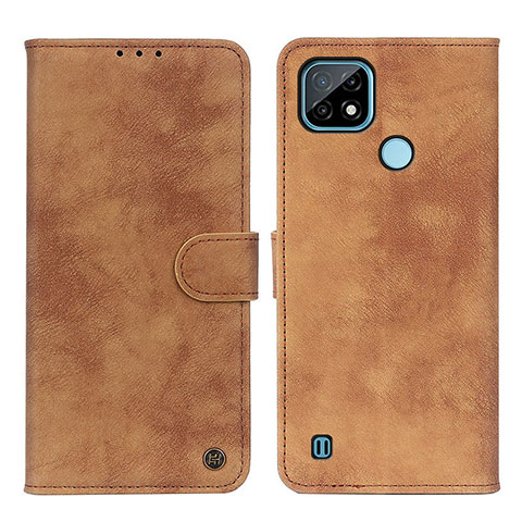 Coque Portefeuille Livre Cuir Etui Clapet N03P pour Realme C21 Marron