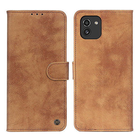 Coque Portefeuille Livre Cuir Etui Clapet N03P pour Samsung Galaxy A03 Marron