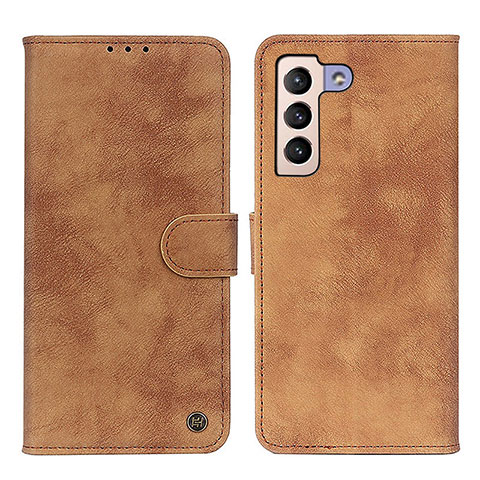 Coque Portefeuille Livre Cuir Etui Clapet N03P pour Samsung Galaxy S21 5G Marron