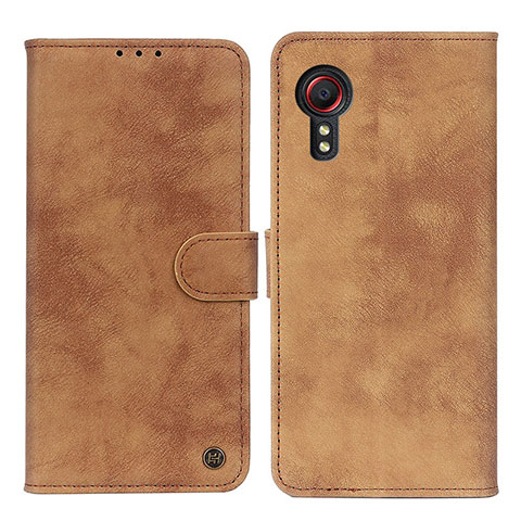 Coque Portefeuille Livre Cuir Etui Clapet N03P pour Samsung Galaxy XCover 5 SM-G525F Marron