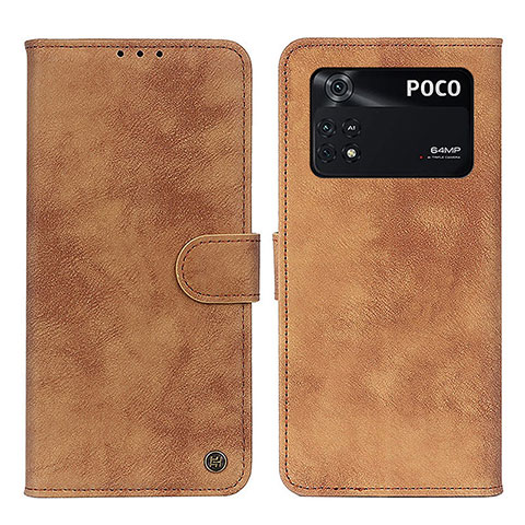 Coque Portefeuille Livre Cuir Etui Clapet N03P pour Xiaomi Poco M4 Pro 4G Marron