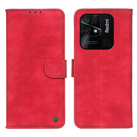 Coque Portefeuille Livre Cuir Etui Clapet N03P pour Xiaomi Redmi 10 India Rouge