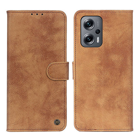 Coque Portefeuille Livre Cuir Etui Clapet N03P pour Xiaomi Redmi Note 11T Pro+ Plus 5G Marron