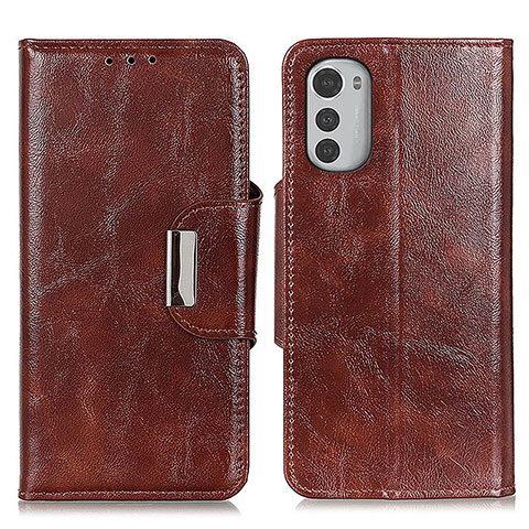 Coque Portefeuille Livre Cuir Etui Clapet N04P pour Motorola Moto E32 Marron