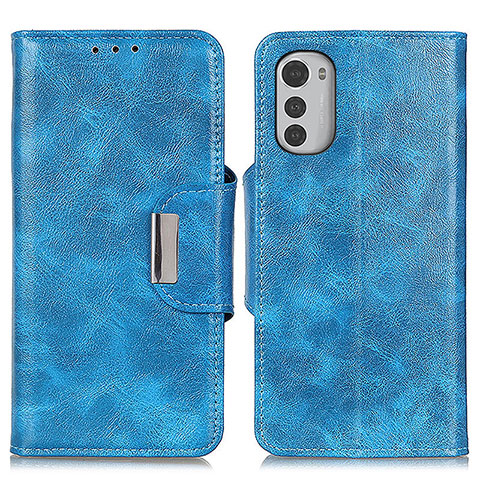 Coque Portefeuille Livre Cuir Etui Clapet N04P pour Motorola Moto E32s Bleu Ciel