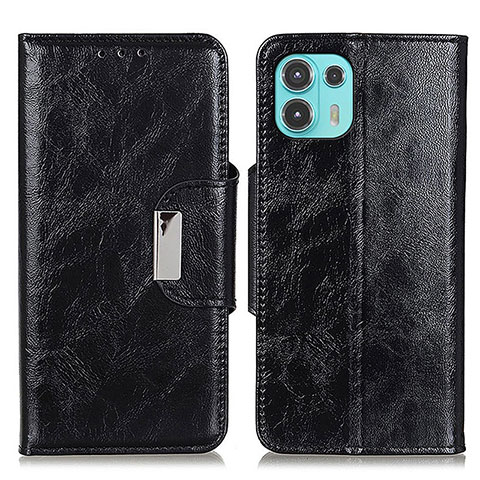 Coque Portefeuille Livre Cuir Etui Clapet N04P pour Motorola Moto Edge 20 Lite 5G Noir