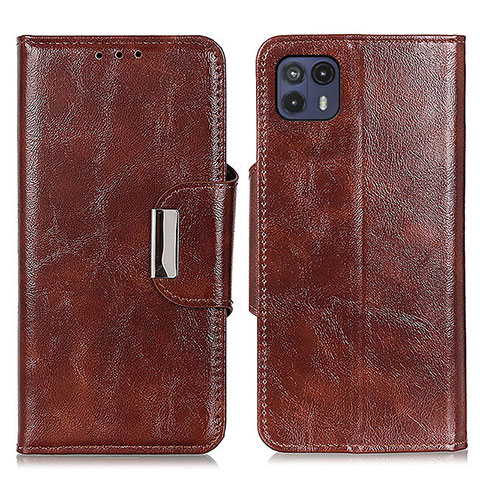 Coque Portefeuille Livre Cuir Etui Clapet N04P pour Motorola Moto G50 5G Marron