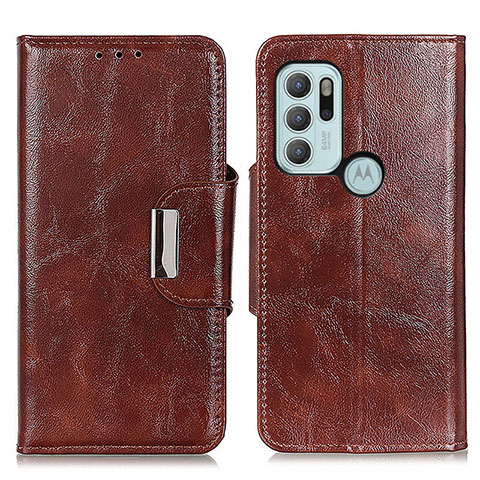 Coque Portefeuille Livre Cuir Etui Clapet N04P pour Motorola Moto G60s Marron