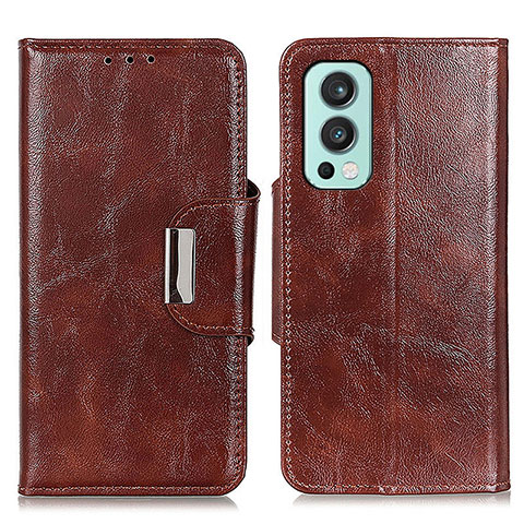 Coque Portefeuille Livre Cuir Etui Clapet N04P pour OnePlus Nord 2 5G Marron