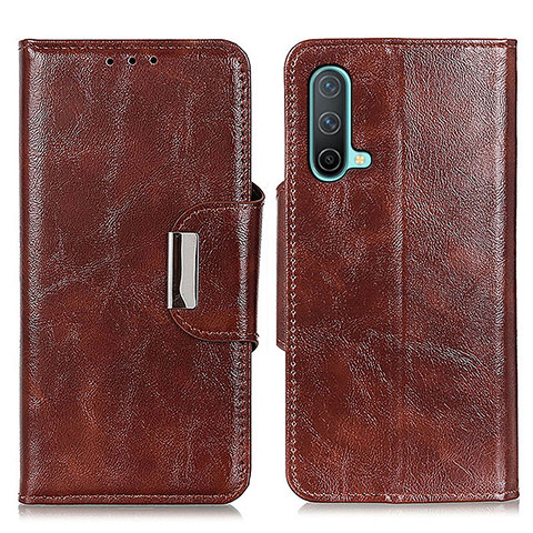 Coque Portefeuille Livre Cuir Etui Clapet N04P pour OnePlus Nord CE 5G Marron