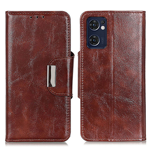 Coque Portefeuille Livre Cuir Etui Clapet N04P pour Oppo Find X5 Lite 5G Marron