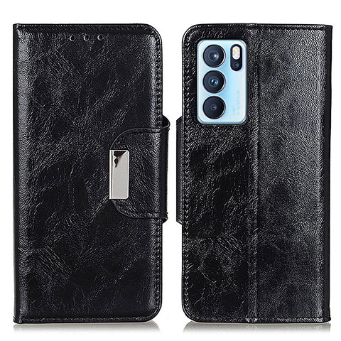 Coque Portefeuille Livre Cuir Etui Clapet N04P pour Oppo Reno6 Pro 5G India Noir