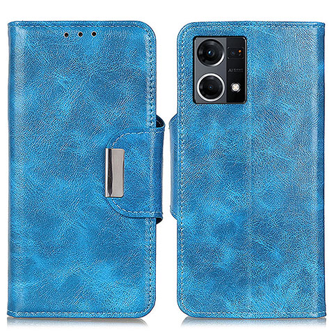 Coque Portefeuille Livre Cuir Etui Clapet N04P pour Oppo Reno7 4G Bleu Ciel