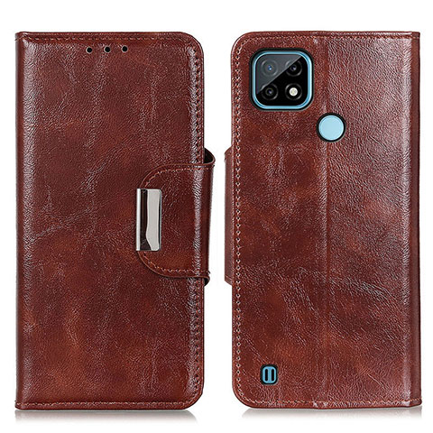 Coque Portefeuille Livre Cuir Etui Clapet N04P pour Realme C21 Marron