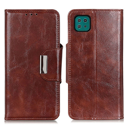 Coque Portefeuille Livre Cuir Etui Clapet N04P pour Samsung Galaxy F42 5G Marron