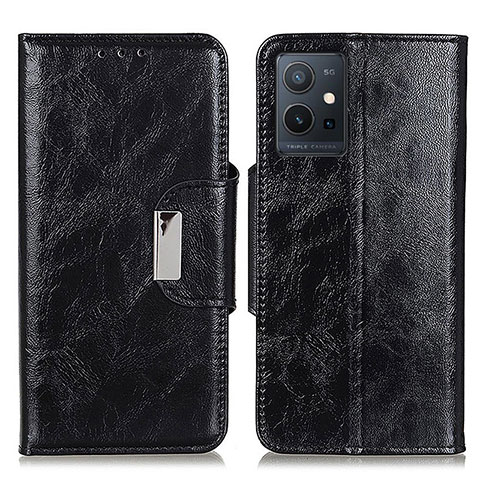 Coque Portefeuille Livre Cuir Etui Clapet N04P pour Vivo T1 5G India Noir