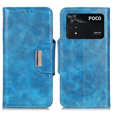 Coque Portefeuille Livre Cuir Etui Clapet N04P pour Xiaomi Poco M4 Pro 4G Bleu Ciel