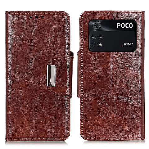 Coque Portefeuille Livre Cuir Etui Clapet N04P pour Xiaomi Poco M4 Pro 4G Marron