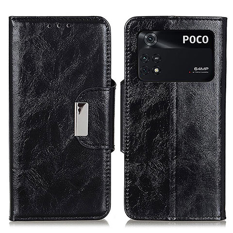 Coque Portefeuille Livre Cuir Etui Clapet N04P pour Xiaomi Poco M4 Pro 4G Noir