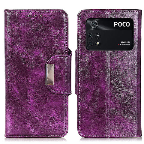 Coque Portefeuille Livre Cuir Etui Clapet N04P pour Xiaomi Poco M4 Pro 4G Violet