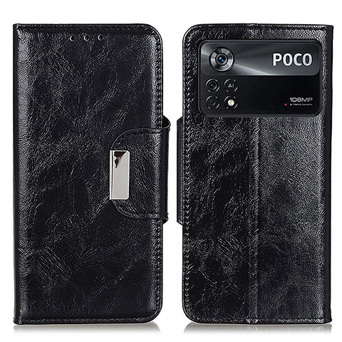 Coque Portefeuille Livre Cuir Etui Clapet N04P pour Xiaomi Poco X4 Pro 5G Noir