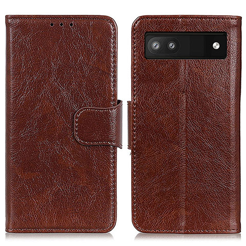 Coque Portefeuille Livre Cuir Etui Clapet N05P pour Google Pixel 7a 5G Marron