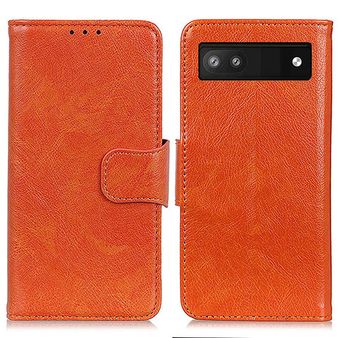 Coque Portefeuille Livre Cuir Etui Clapet N05P pour Google Pixel 7a 5G Orange