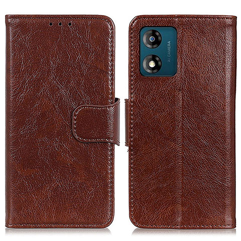 Coque Portefeuille Livre Cuir Etui Clapet N05P pour Motorola Moto E13 Marron