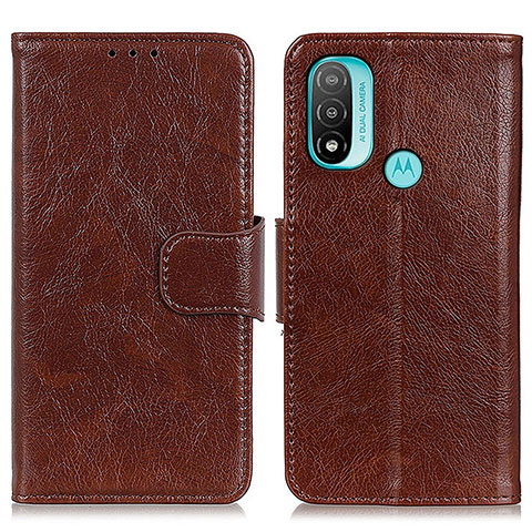 Coque Portefeuille Livre Cuir Etui Clapet N05P pour Motorola Moto E20 Marron