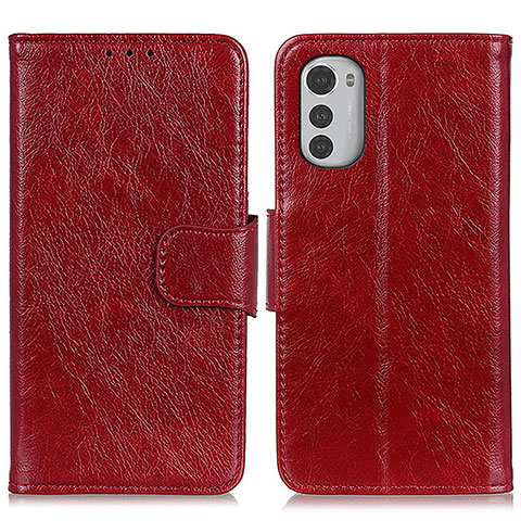 Coque Portefeuille Livre Cuir Etui Clapet N05P pour Motorola Moto E32 Rouge