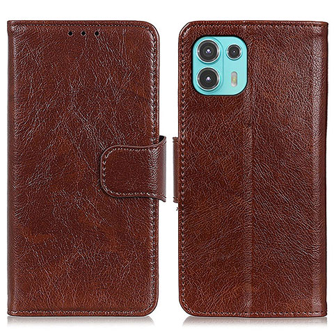 Coque Portefeuille Livre Cuir Etui Clapet N05P pour Motorola Moto Edge 20 Lite 5G Marron