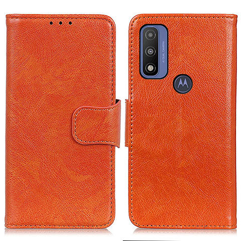 Coque Portefeuille Livre Cuir Etui Clapet N05P pour Motorola Moto G Pure Orange