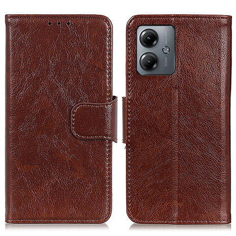 Coque Portefeuille Livre Cuir Etui Clapet N05P pour Motorola Moto G14 Marron