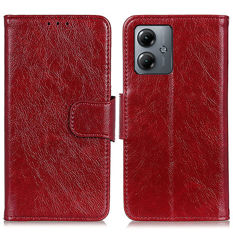 Coque Portefeuille Livre Cuir Etui Clapet N05P pour Motorola Moto G14 Rouge