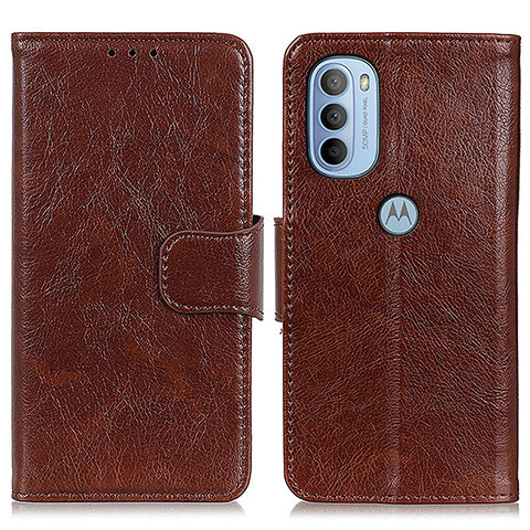 Coque Portefeuille Livre Cuir Etui Clapet N05P pour Motorola Moto G31 Marron