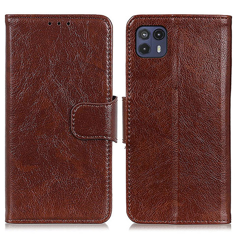 Coque Portefeuille Livre Cuir Etui Clapet N05P pour Motorola Moto G50 5G Marron