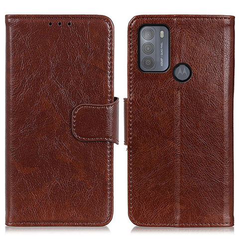 Coque Portefeuille Livre Cuir Etui Clapet N05P pour Motorola Moto G50 Marron