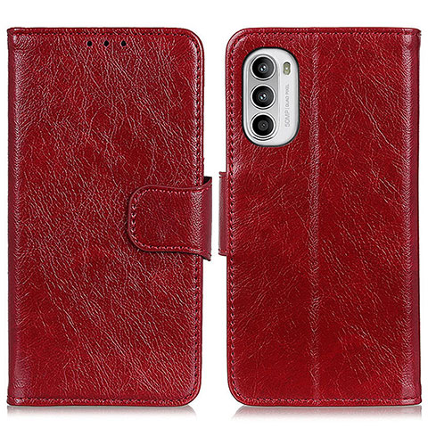 Coque Portefeuille Livre Cuir Etui Clapet N05P pour Motorola MOTO G52 Rouge