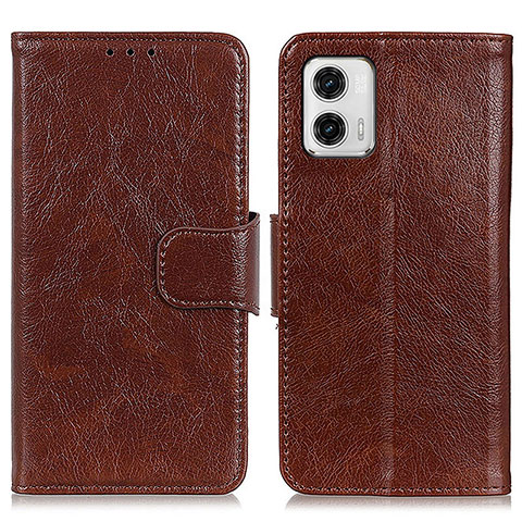 Coque Portefeuille Livre Cuir Etui Clapet N05P pour Motorola Moto G73 5G Marron