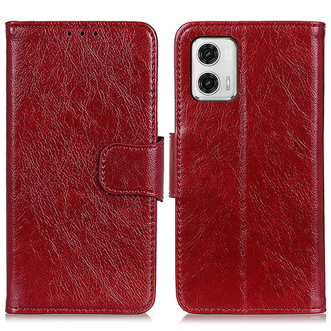 Coque Portefeuille Livre Cuir Etui Clapet N05P pour Motorola Moto G73 5G Rouge