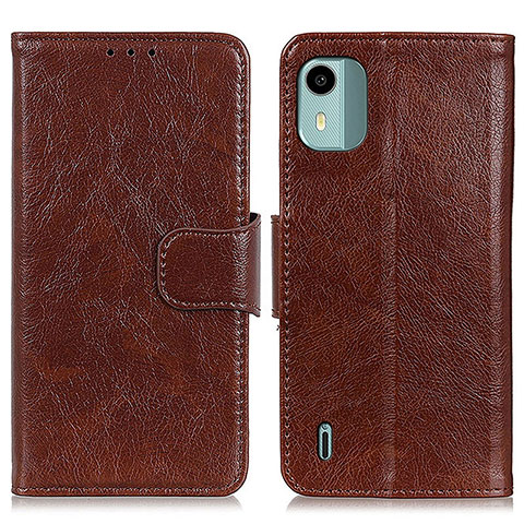 Coque Portefeuille Livre Cuir Etui Clapet N05P pour Nokia C12 Plus Marron