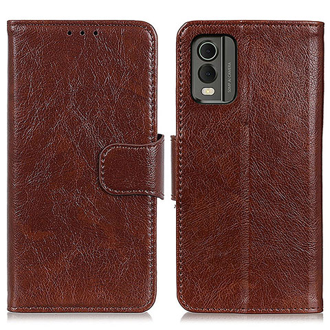 Coque Portefeuille Livre Cuir Etui Clapet N05P pour Nokia C210 Marron