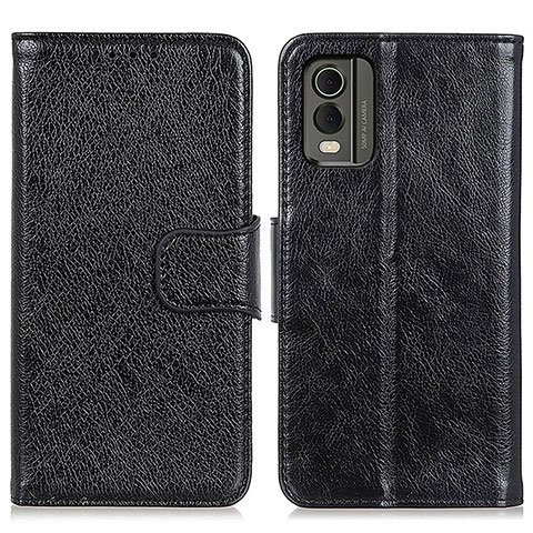 Coque Portefeuille Livre Cuir Etui Clapet N05P pour Nokia C210 Noir