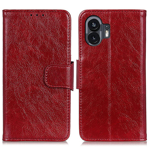 Coque Portefeuille Livre Cuir Etui Clapet N05P pour Nothing Phone 2 Rouge